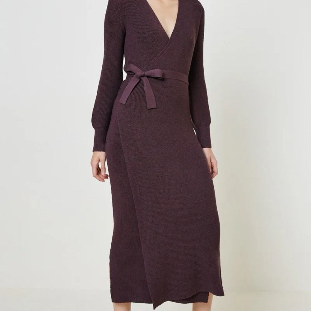 NWT Hayden Los Angeles Long Sleeve Wrap Maxi Dress in Deep Plum